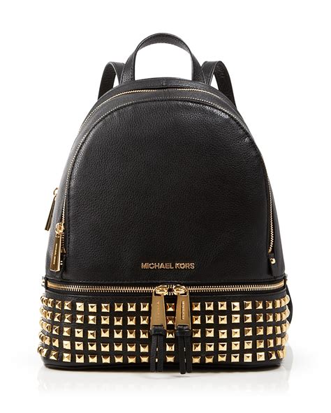 michael michael kors rhea zip small leather backpack lookbook|rhea mini studded leather backpack.